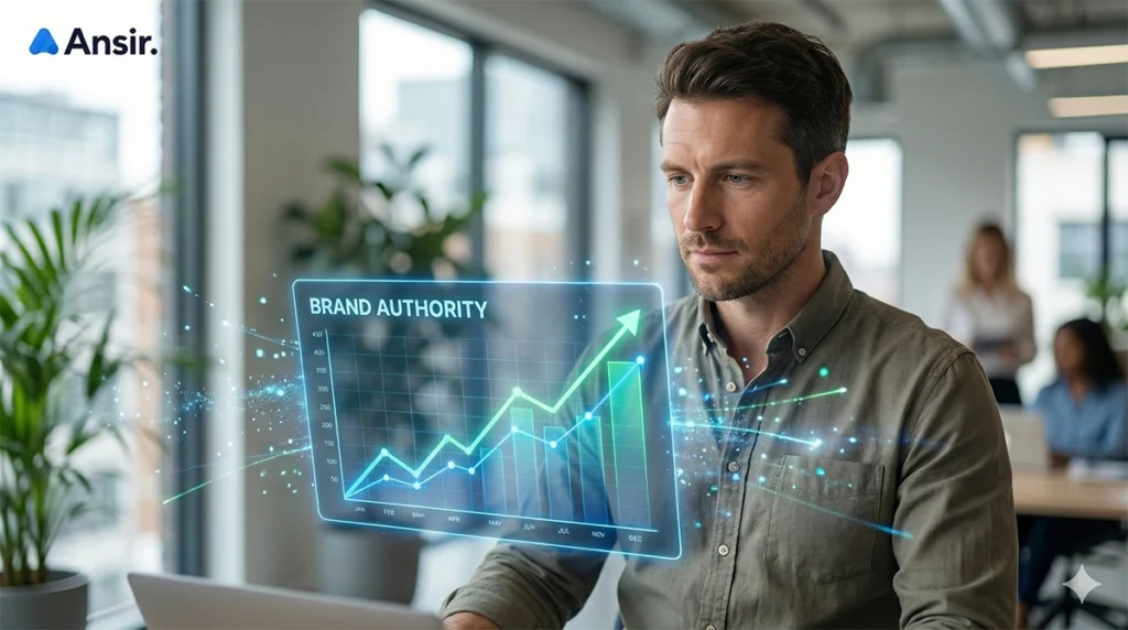 디지털 대시보드를 통해 우상향하는 브랜드 권위(Brand Authority)와 성과를 분석하는 전문가