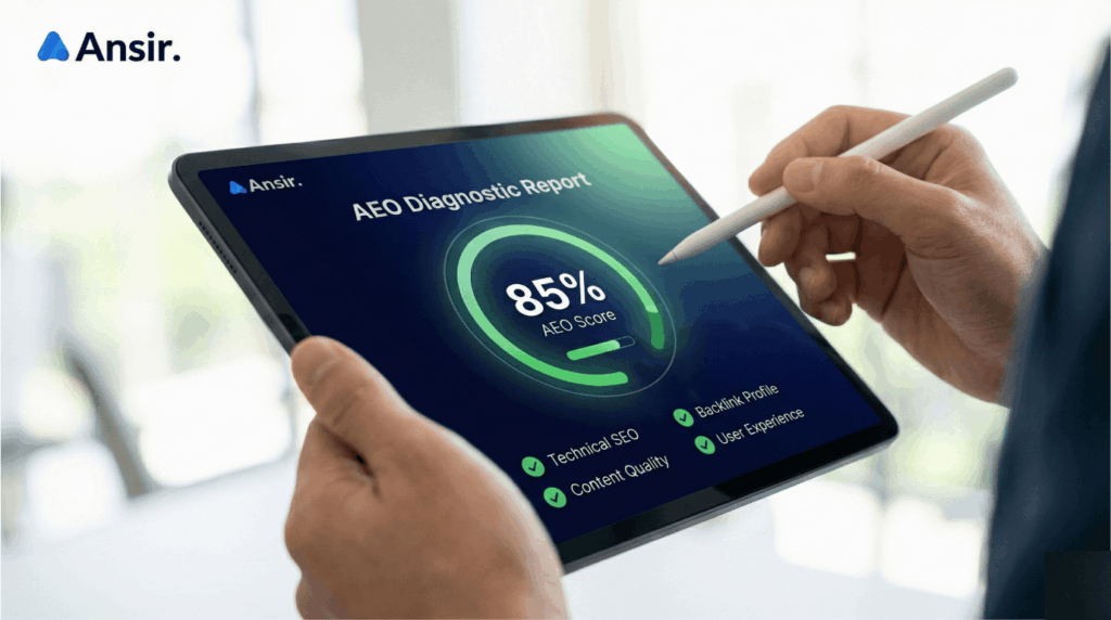 Ansir AEO 진단 리포트 대시보드 화면