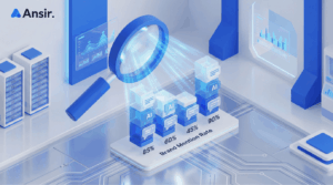 AI 검색 점유율 분석 그래프와 돋보기 일러스트