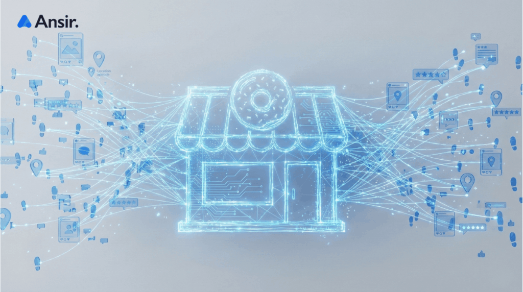 AEO 마케팅: 흩어진 소셜미디어 리뷰와 지도 데이터를 연결하여 매장의 형상을 만드는 AI 신경망 일러스트