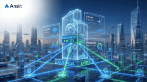 AI 검색 엔진에 의해 분석되고 연결되는 미래형 비즈니스 엔티티 구조물