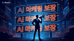 증되지 않은 성과로 광고주를 유혹하는 사기성 AI 마케팅 대행사를 경계하는 컨셉의 모던 아트